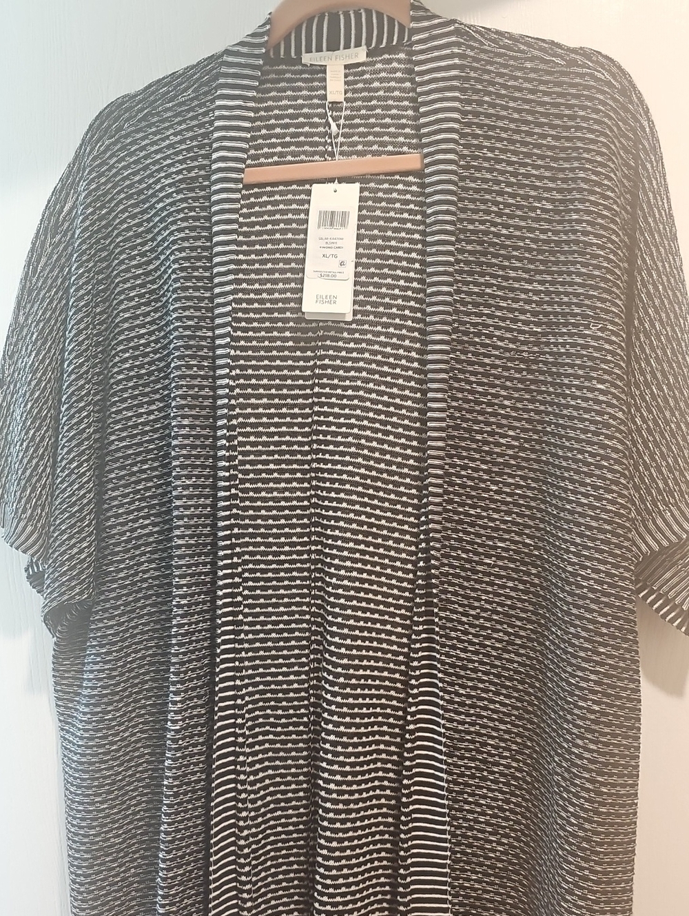 Eileen Fisher Black and White Striped Cardigan new/tags xl